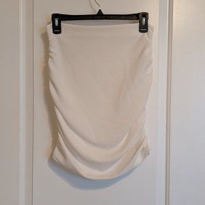 Runched White Mini Skirt